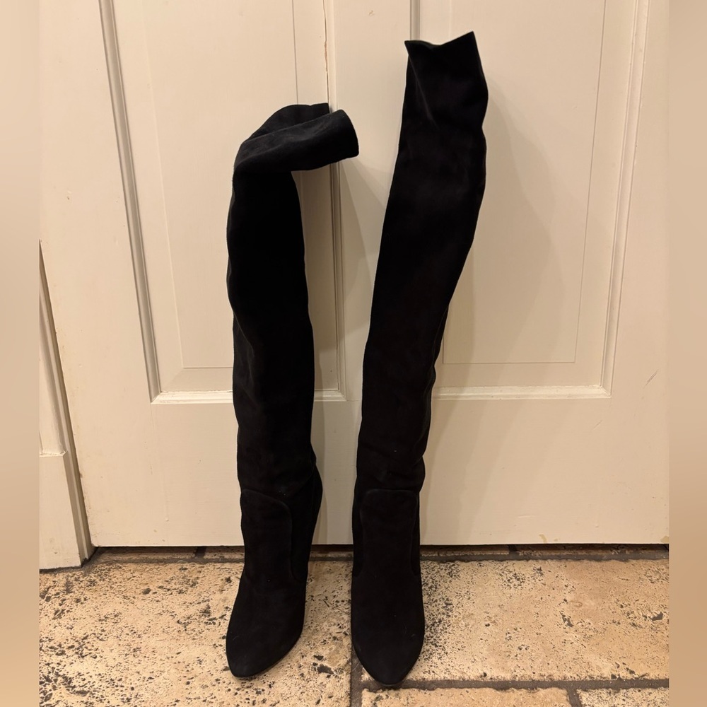 Giuseppe Zanotti Black Suede Knee Boots Size 38.5